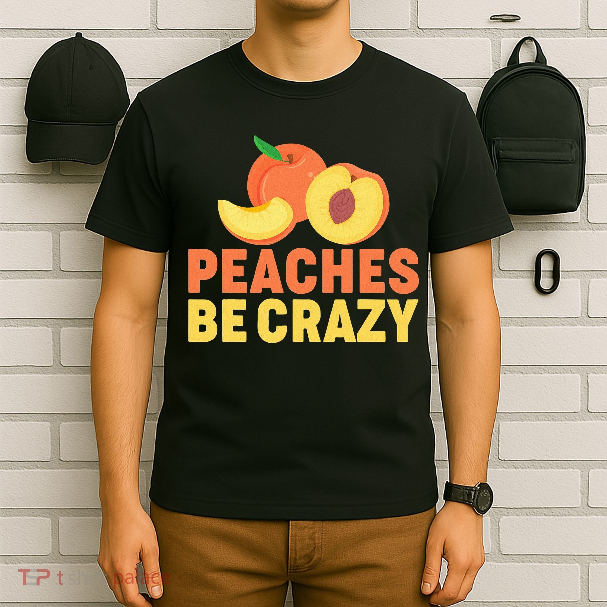 Peaches Be Crazy Funny Peach Pun Fruit Georgia Iced Tea T-Shirt