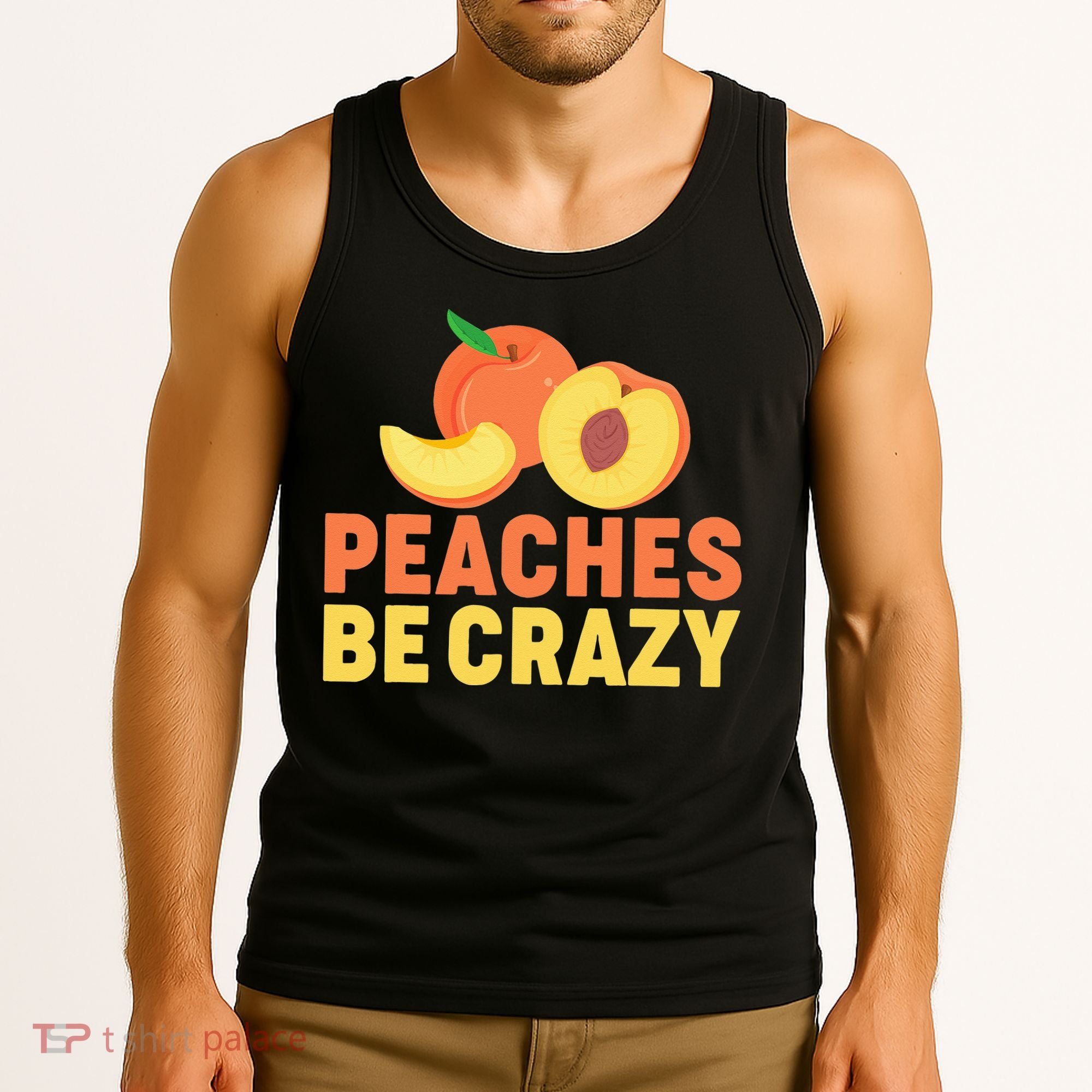 Peaches Be Crazy Funny Peach Pun Fruit Georgia Iced Tea Tank Top