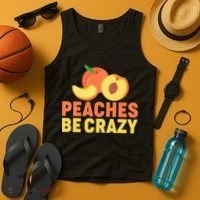 Peaches Be Crazy Funny Peach Pun Fruit Georgia Iced Tea Tank Top thumb 4