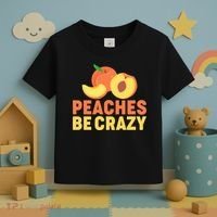 Peaches Be Crazy Funny Peach Pun Fruit Georgia Iced Tea Toddler T-Shirt thumb 3