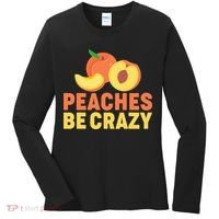 Peaches Be Crazy Funny Peach Pun Fruit Georgia Iced Tea Women's Long Sleeve Shirt thumb 0