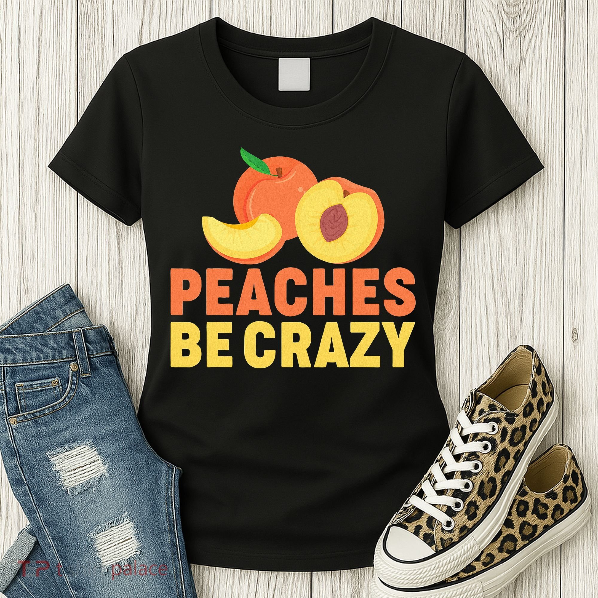 Peaches Be Crazy Funny Peach Pun Fruit Georgia Iced Tea Women's T-Shirt