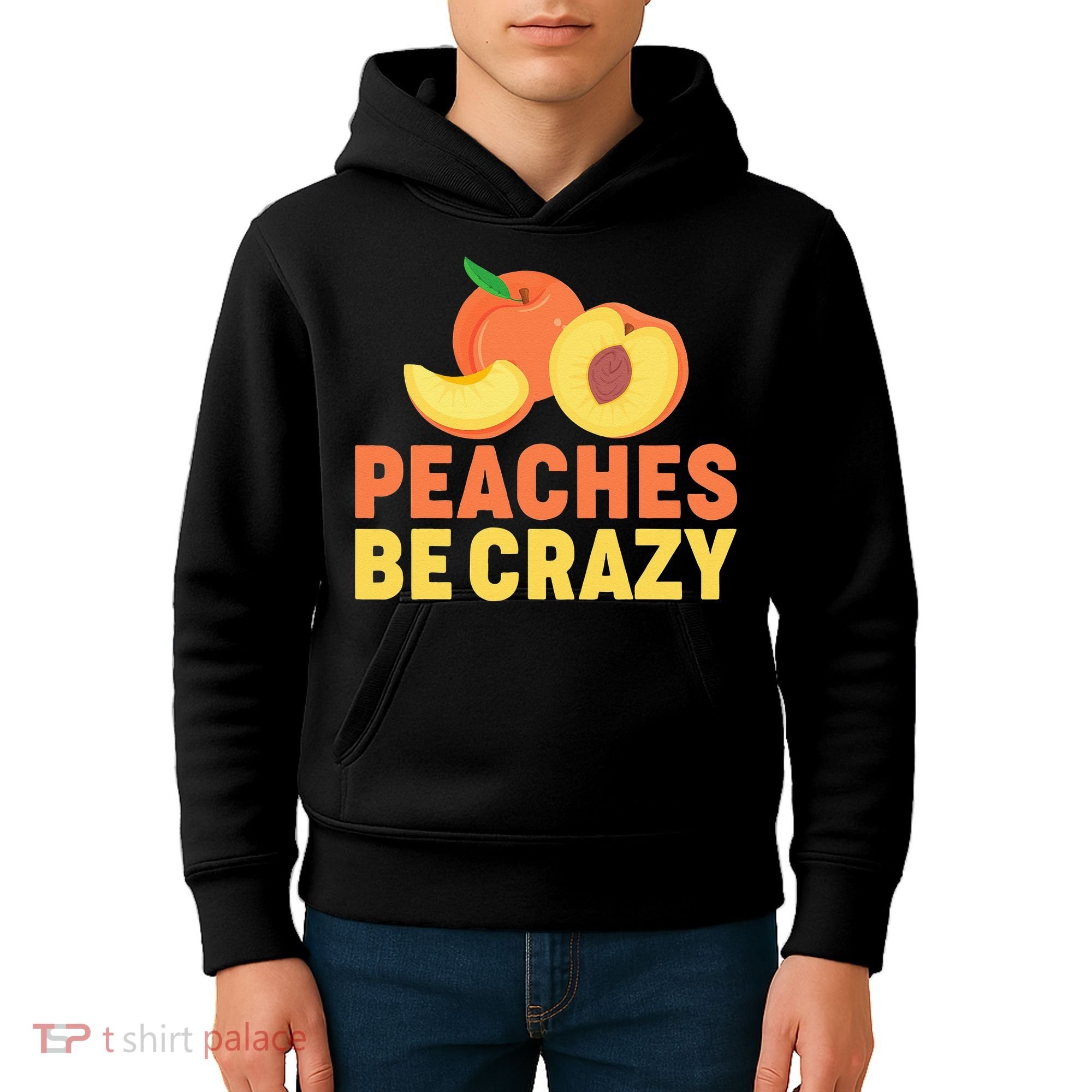 Peaches Be Crazy Funny Peach Pun Fruit Georgia Iced Tea Kids Hoodie