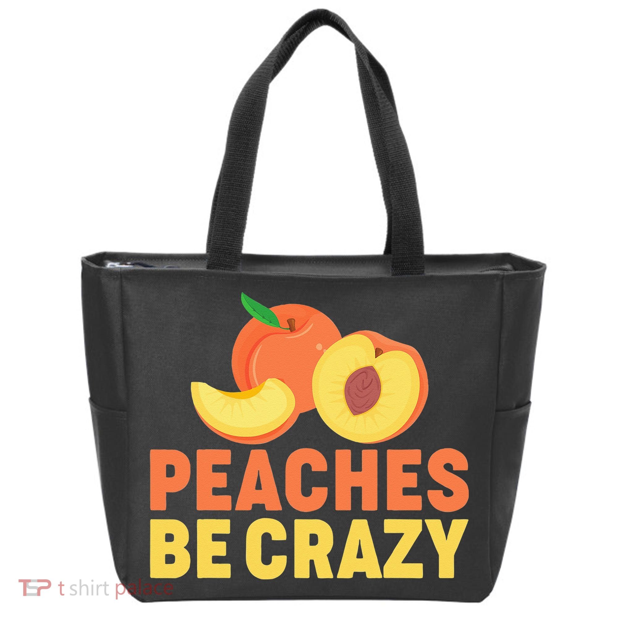 Peaches Be Crazy Funny Peach Pun Fruit Georgia Iced Tea Tote Bag