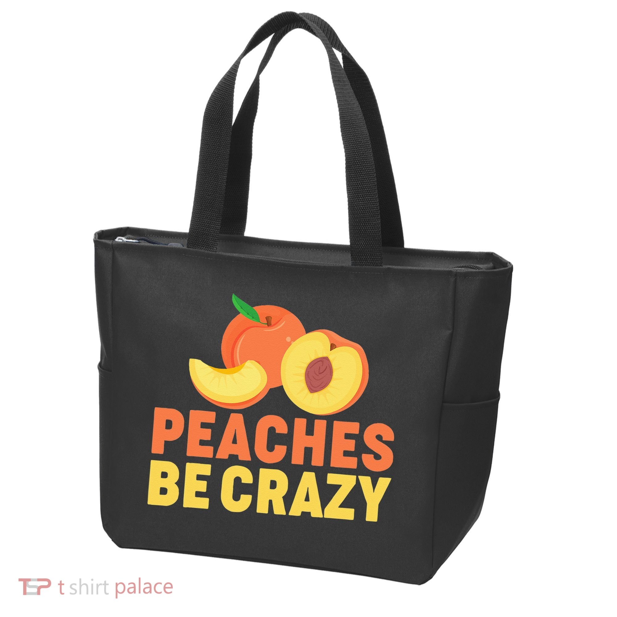 Peaches Be Crazy Funny Peach Pun Fruit Georgia Iced Tea Tote Bag