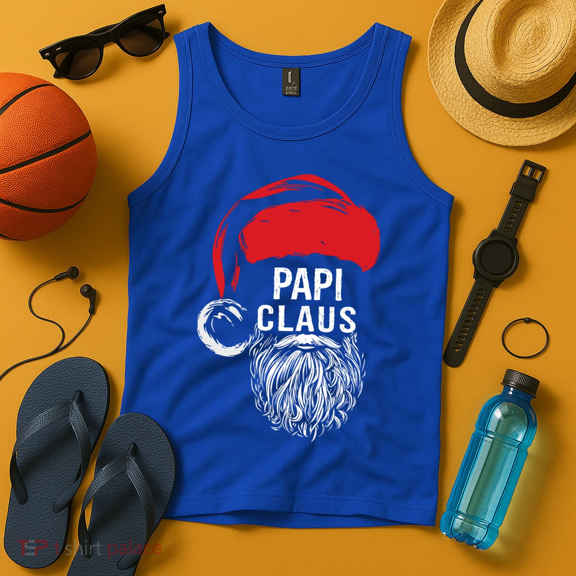 Papi Beard Christmas Santa Red Hat Xmas Cute Funny Gift Cool Gift Tank Top