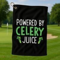 Powered By Celery Juice Golf Towel thumb 1