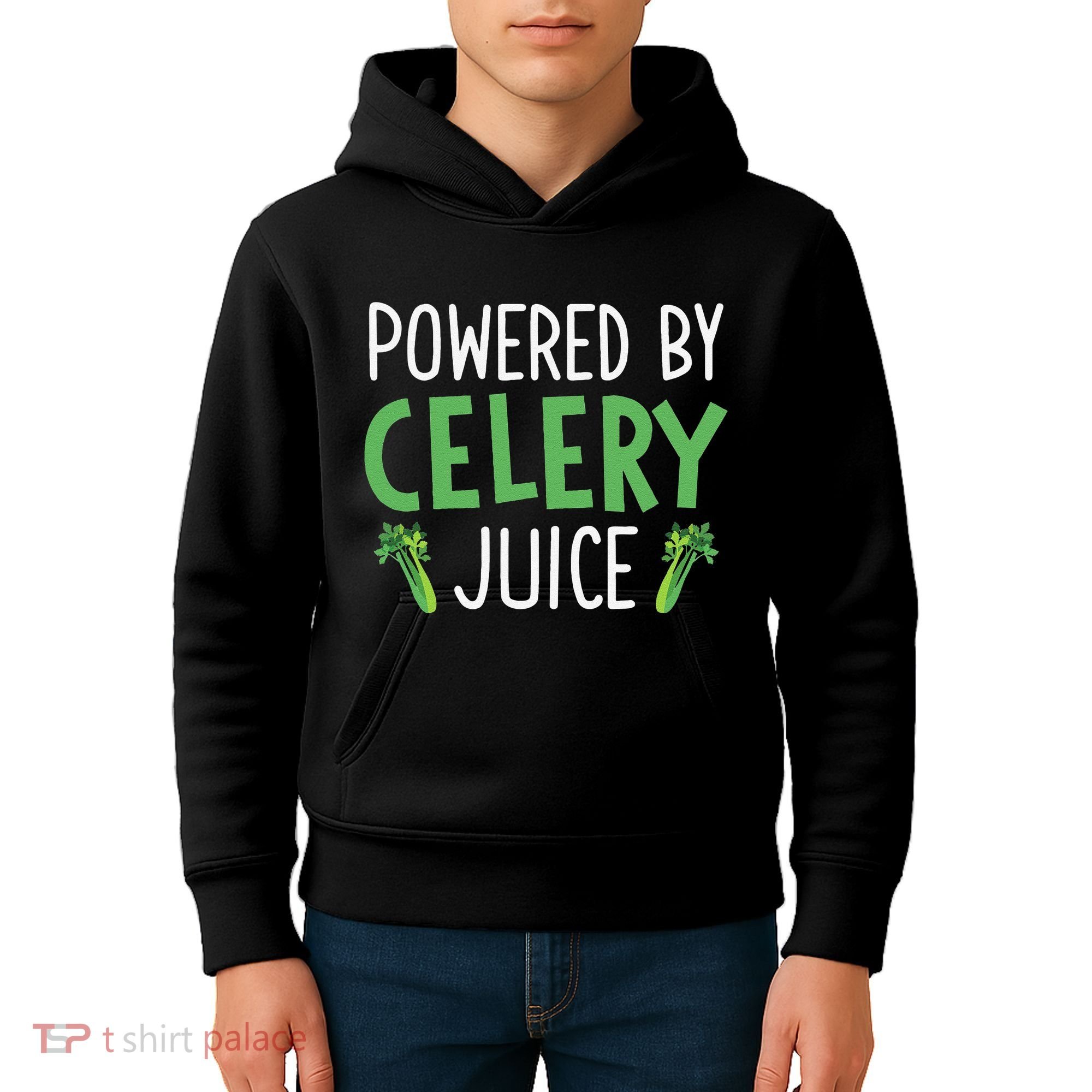 Powered By Celery Juice Kids Hoodie