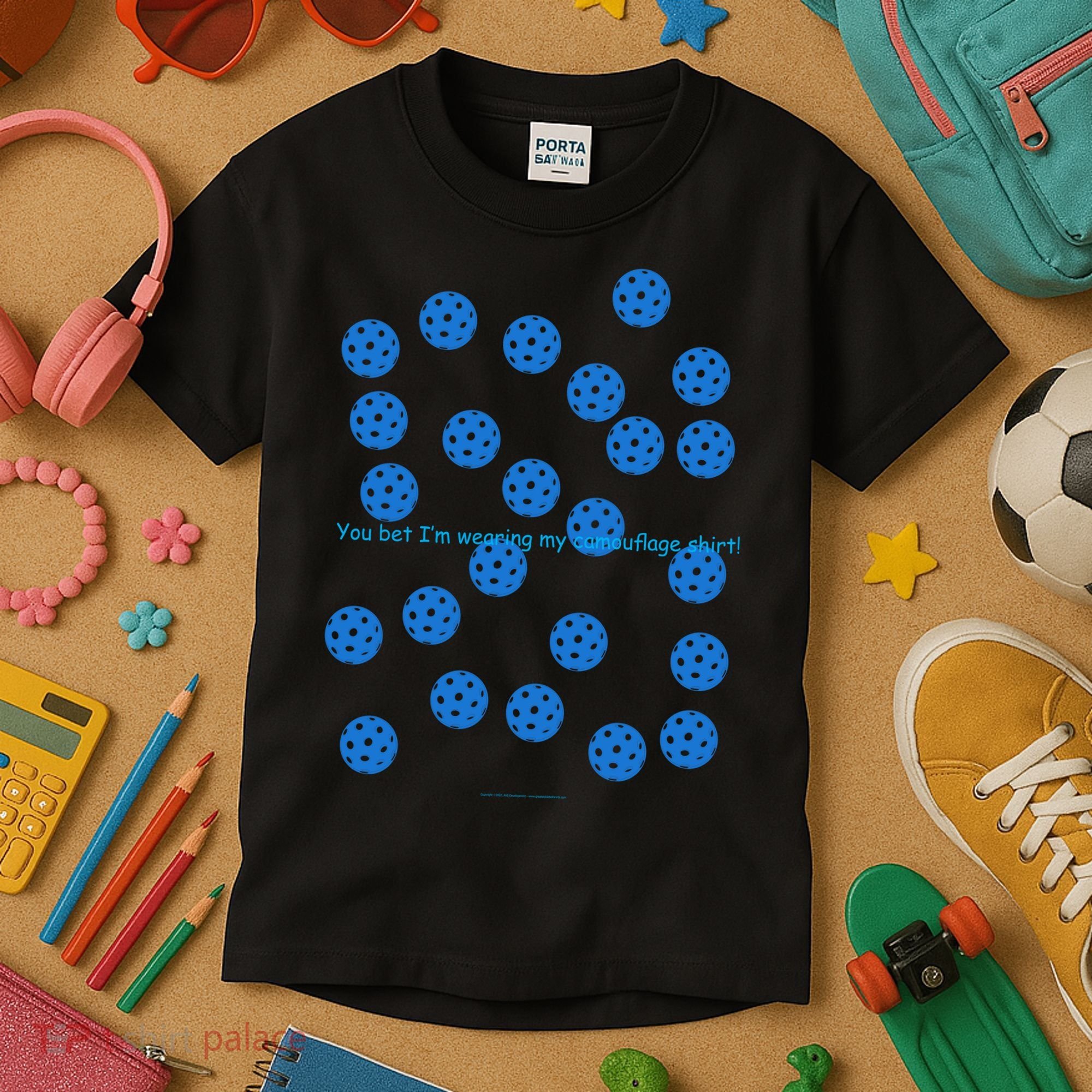 Pickleball Blue Camouflage Shirt Kids T-Shirt