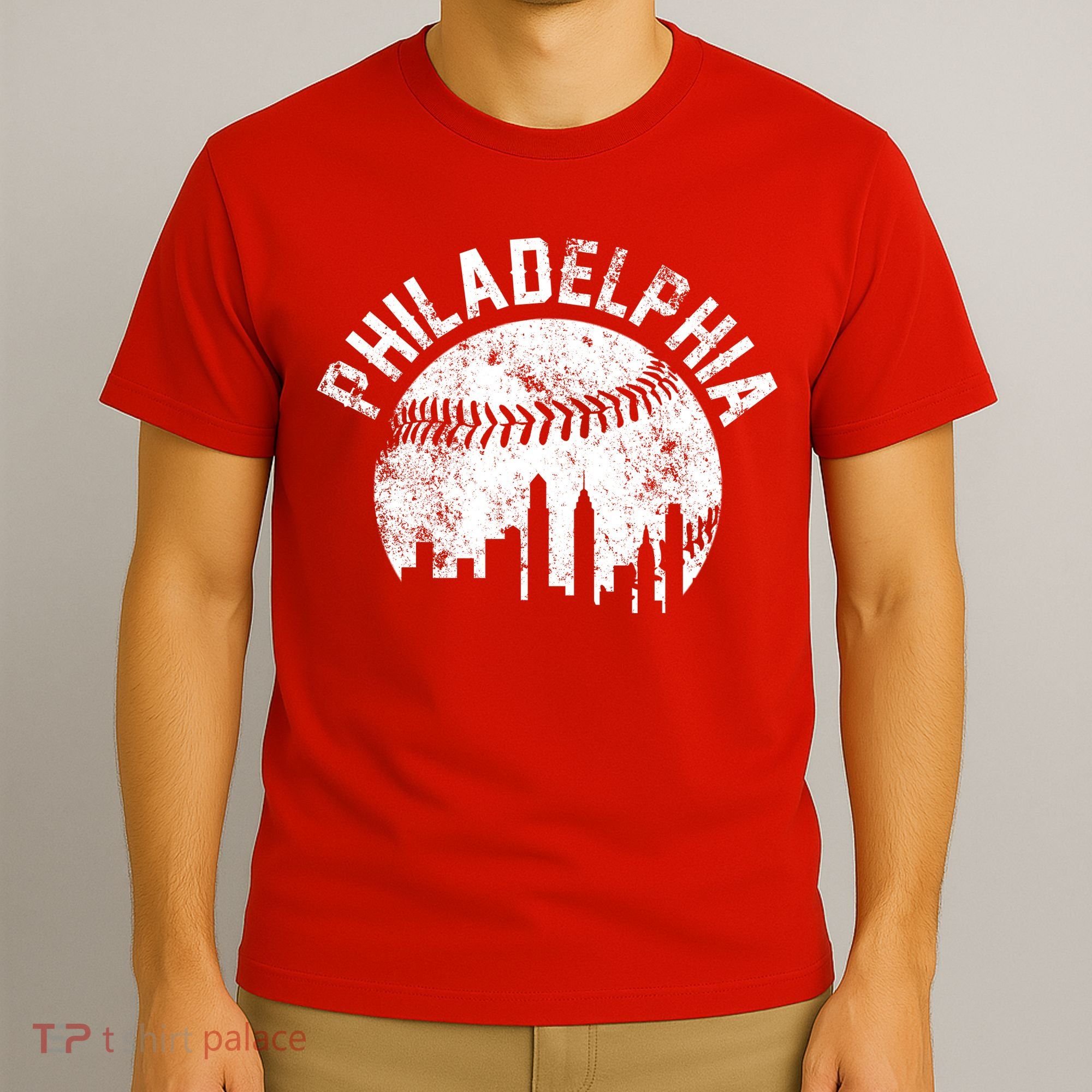 Philadelphia Baseball City Skyline Vintage T-Shirt