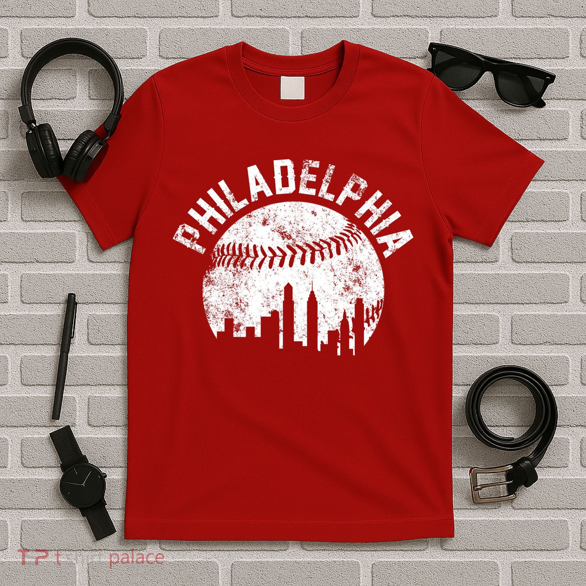 Philadelphia Baseball City Skyline Vintage T-Shirt