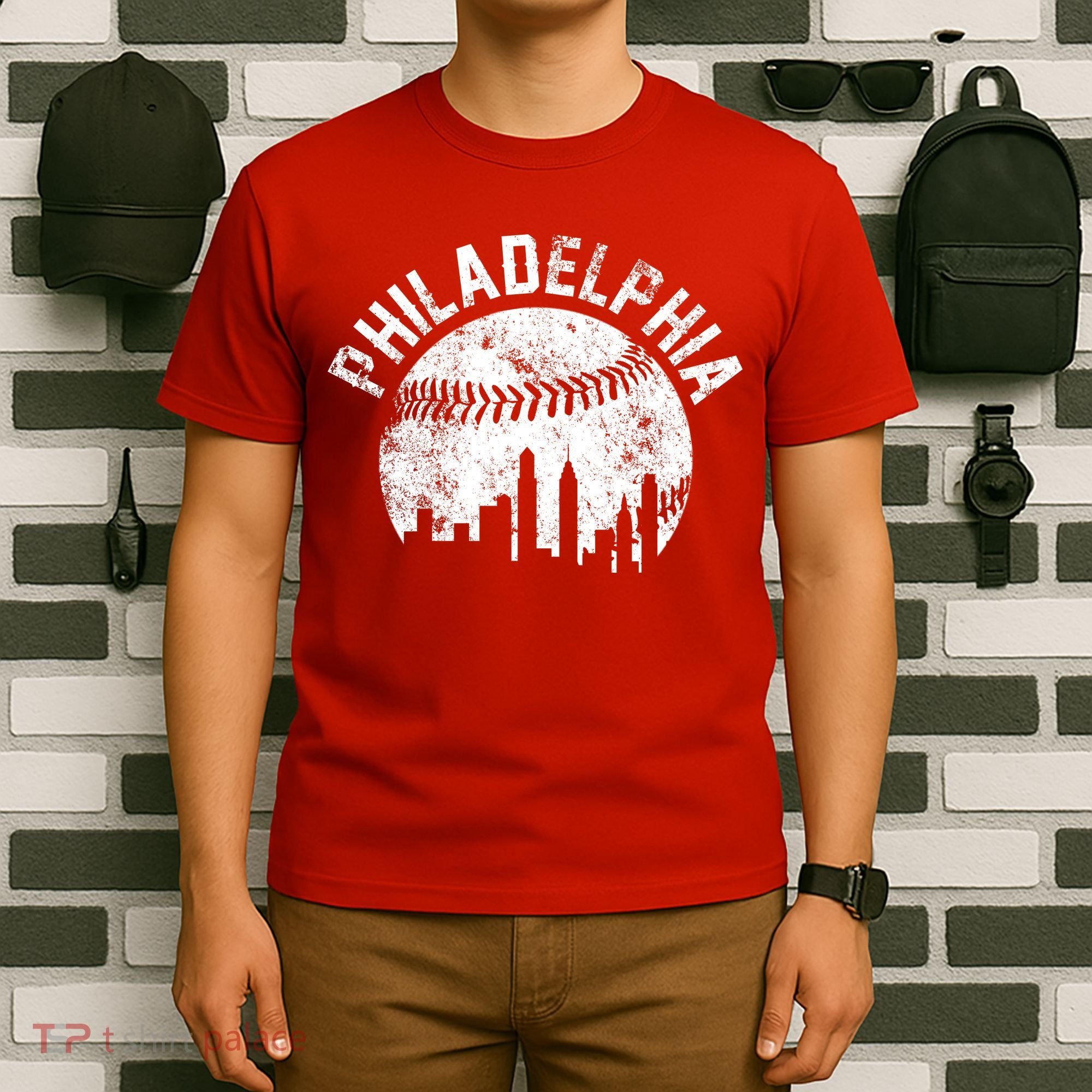 Philadelphia Baseball City Skyline Vintage T-Shirt