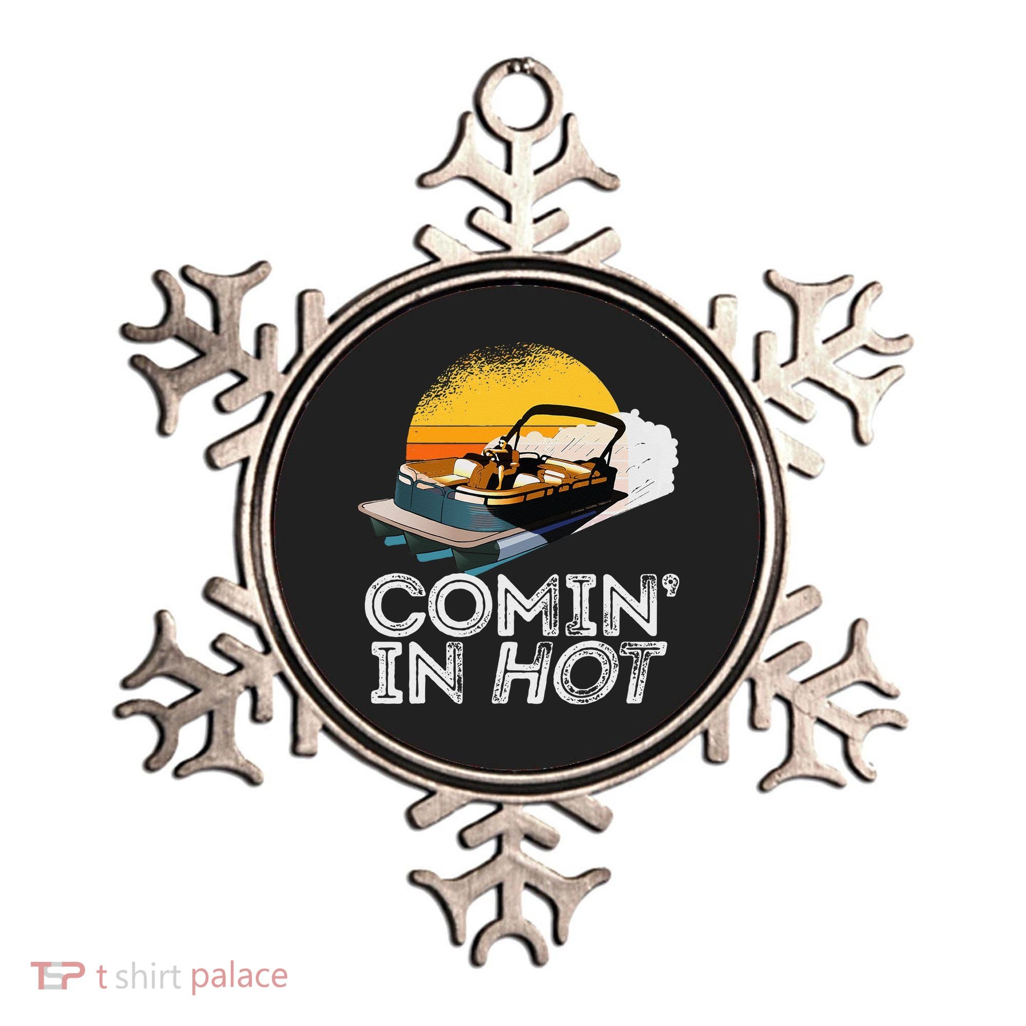 Pontoon Boat Comin In Hot Funny Boating Lake For Dad Ornament