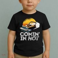 Pontoon Boat Comin In Hot Funny Boating Lake For Dad Toddler T-Shirt thumb 2
