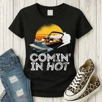 Pontoon Boat Comin In Hot Funny Boating Lake For Dad Women's T-Shirt thumb 3