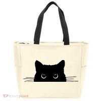 Pocket Black Cat Lover Adult Gift Tote Bag thumb 0