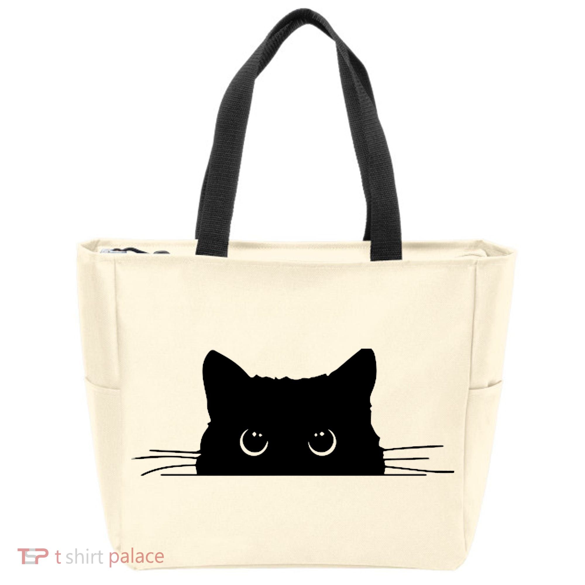 Pocket Black Cat Lover Adult Gift Tote Bag