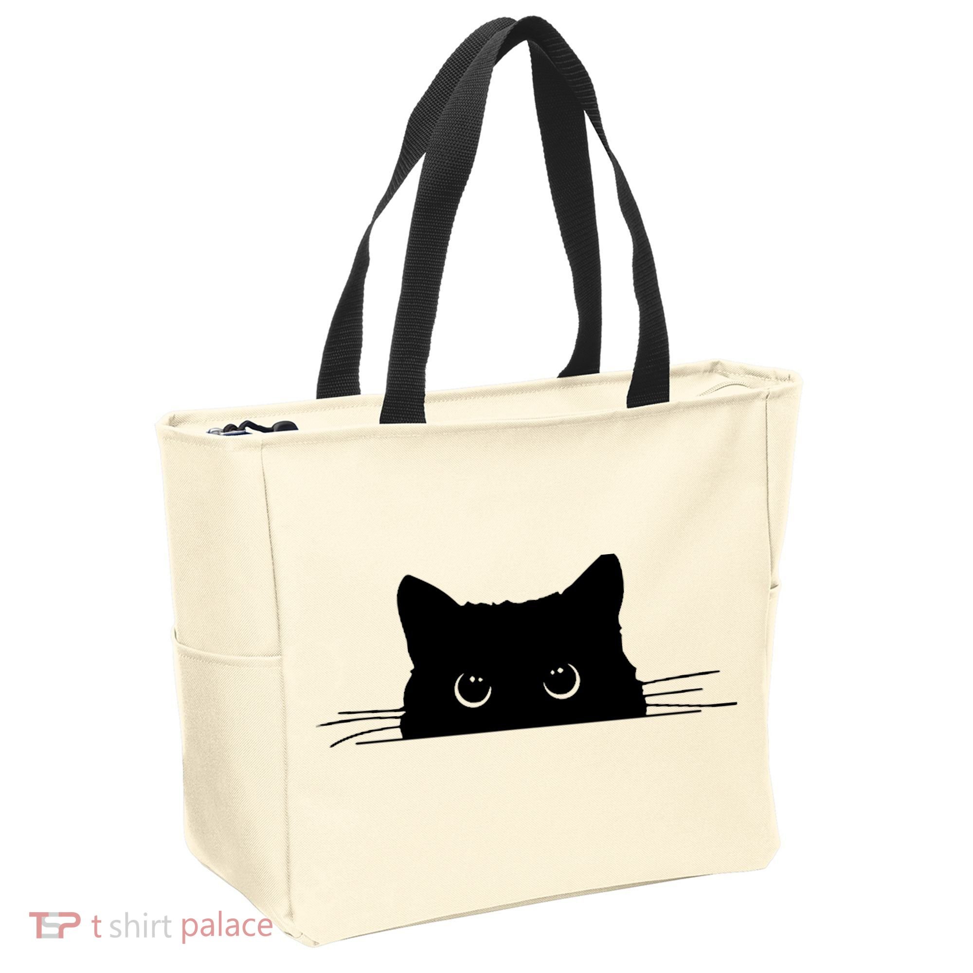 Pocket Black Cat Lover Adult Gift Tote Bag