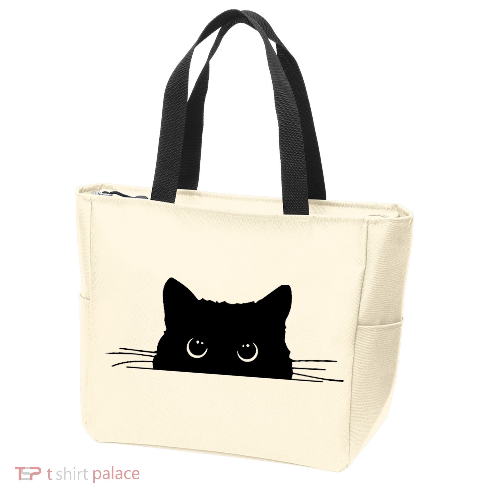 Pocket Black Cat Lover Adult Gift Tote Bag