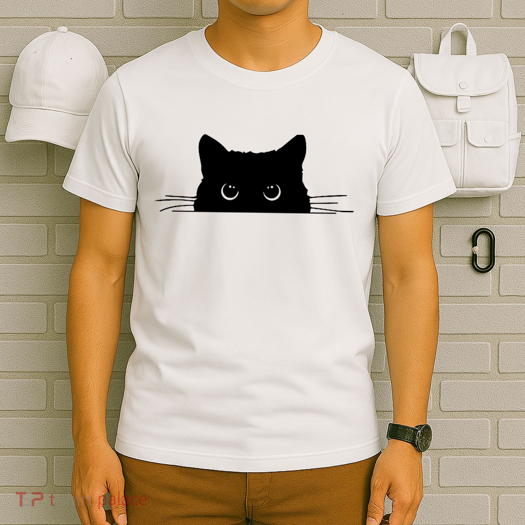 Pocket Black Cat Lover Adult Gift T-Shirt