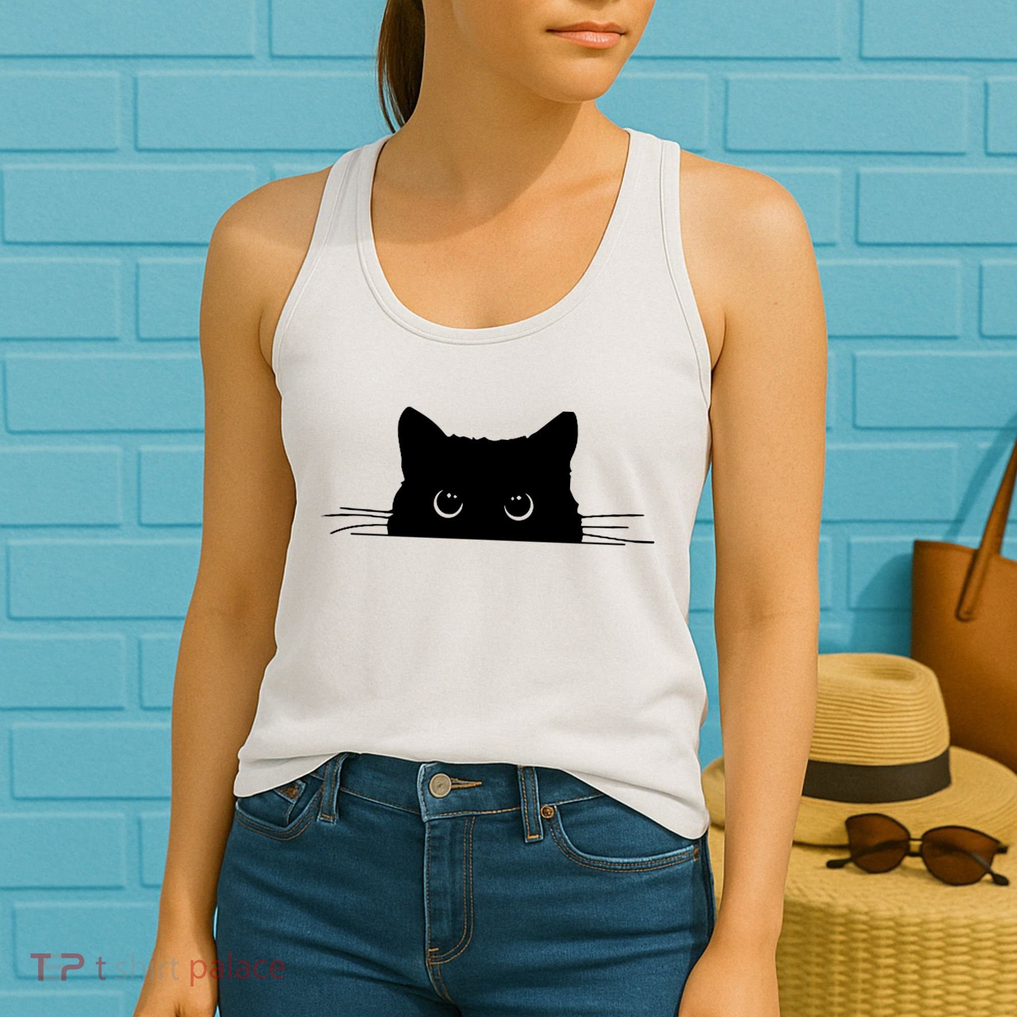 Pocket Black Cat Lover Adult Gift Women's Tank Top