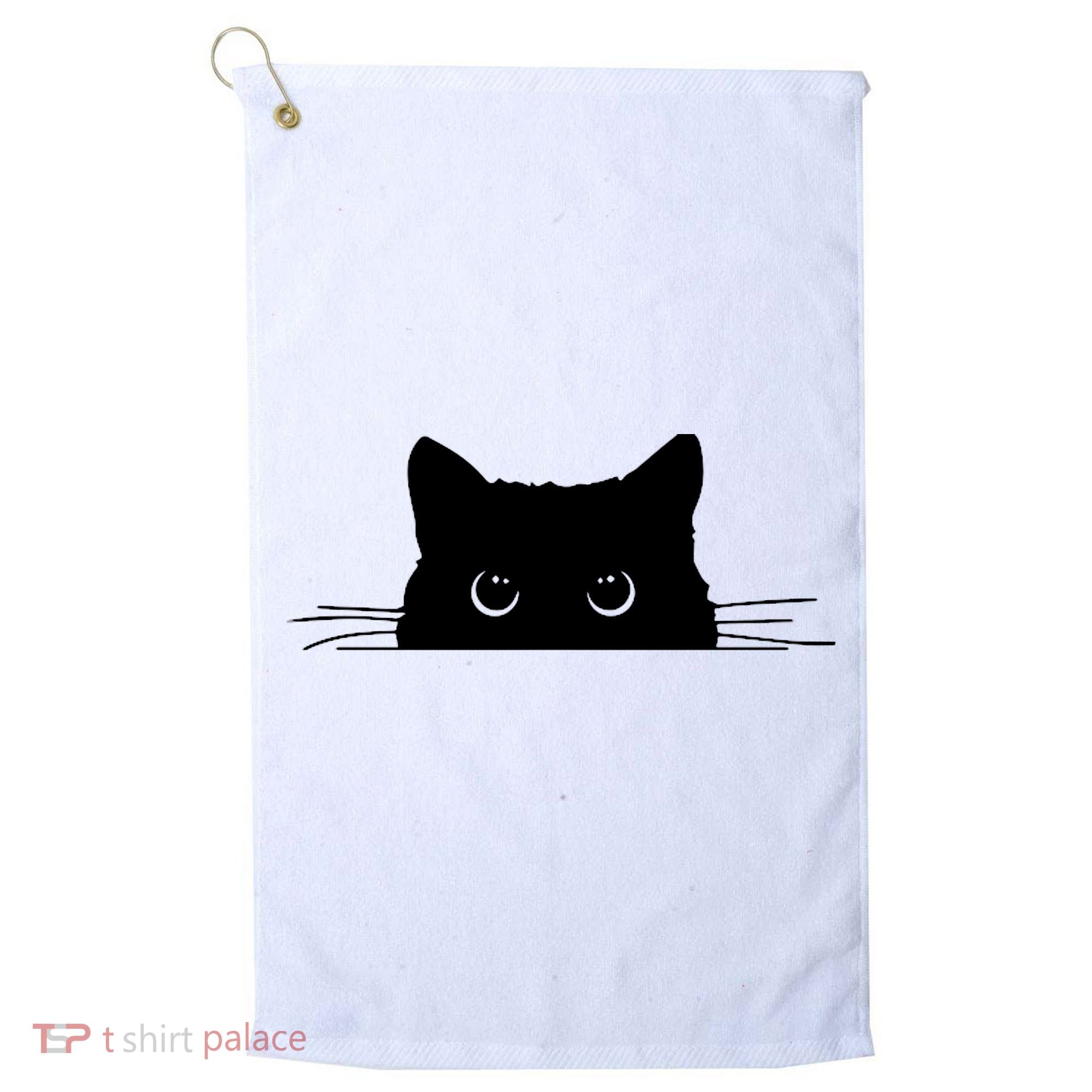 Pocket Black Cat Lover Adult Gift Golf Towel