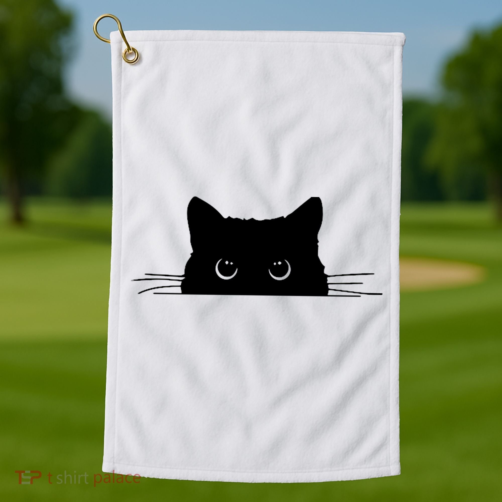 Pocket Black Cat Lover Adult Gift Golf Towel