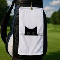 Pocket Black Cat Lover Adult Gift Golf Towel thumb 2