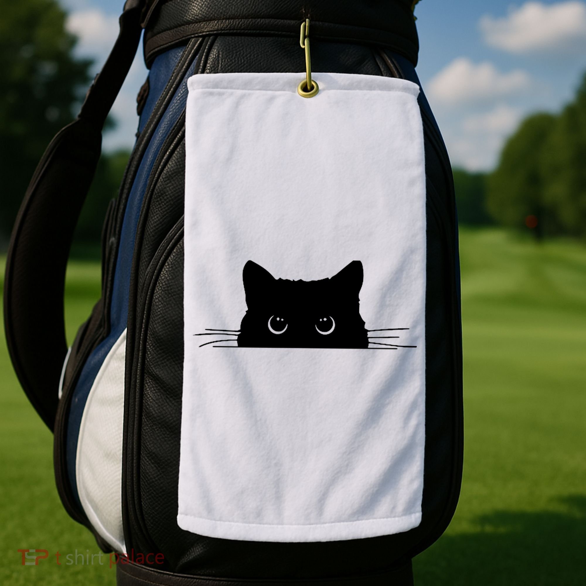 Pocket Black Cat Lover Adult Gift Golf Towel