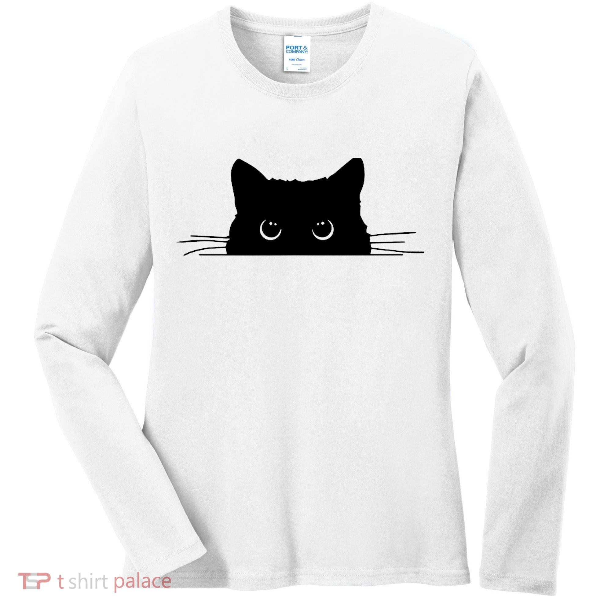 Pocket Black Cat Lover Adult Gift Women's Long Sleeve Shirt