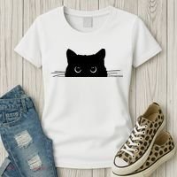 Pocket Black Cat Lover Adult Gift Women's T-Shirt thumb 3