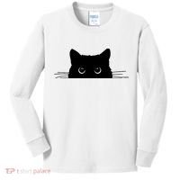 Pocket Black Cat Lover Adult Gift Kids Long Sleeve Shirt thumb 0