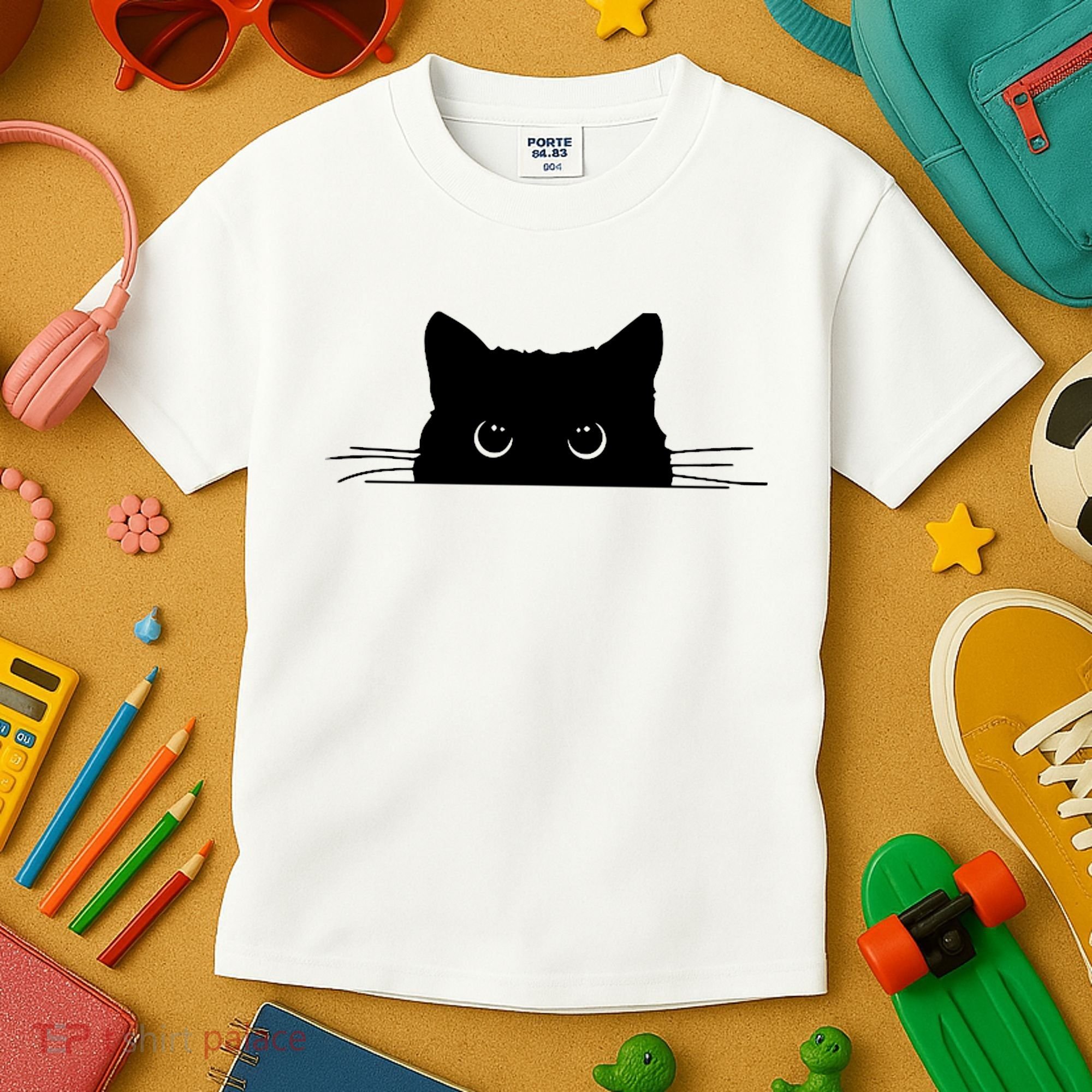 Pocket Black Cat Lover Adult Gift Kids T-Shirt