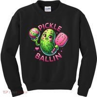 Pickle Ballin Cute Pickleball Women Pickleball Lovers Kids Sweatshirt thumb 0
