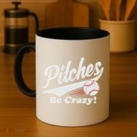 PITCHES BE CRAZY FUNNY BASEBALL MEME Coffee Mug thumb 4