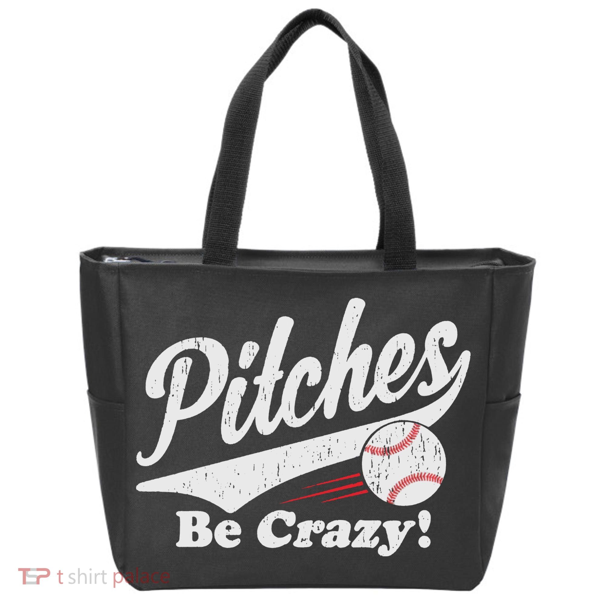 PITCHES BE CRAZY FUNNY BASEBALL MEME Tote Bag