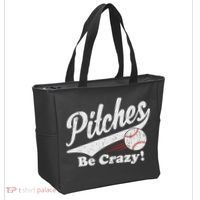 PITCHES BE CRAZY FUNNY BASEBALL MEME Tote Bag thumb 2