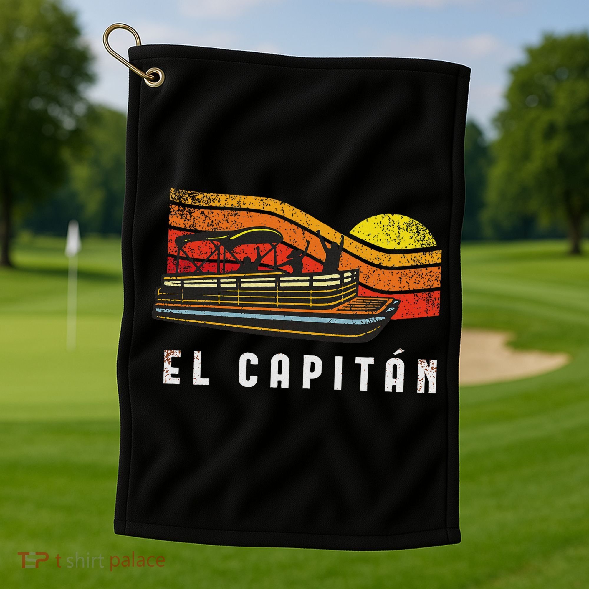Pontoon Boat Captain El Capitan Golf Towel