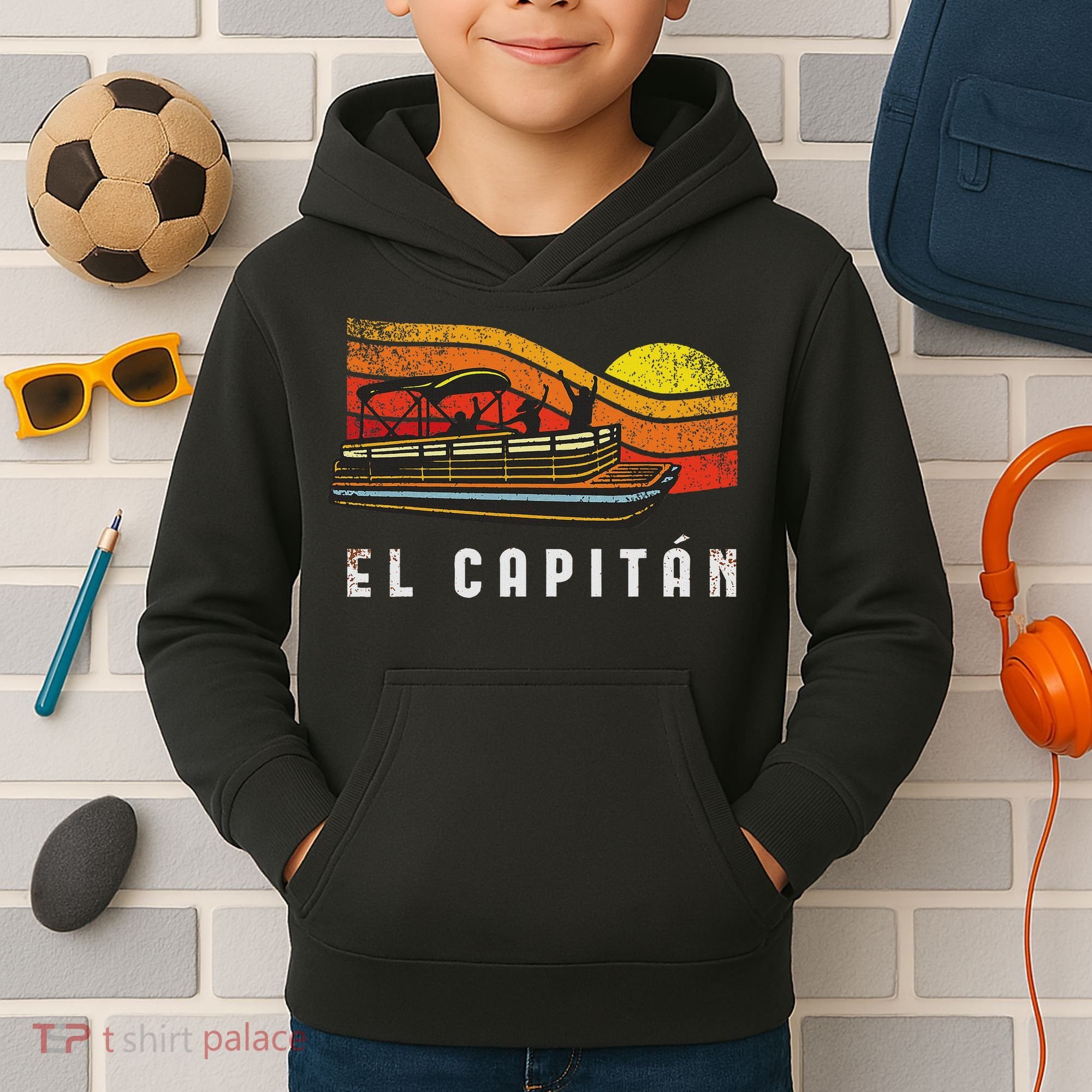 Pontoon Boat Captain El Capitan Kids Hoodie