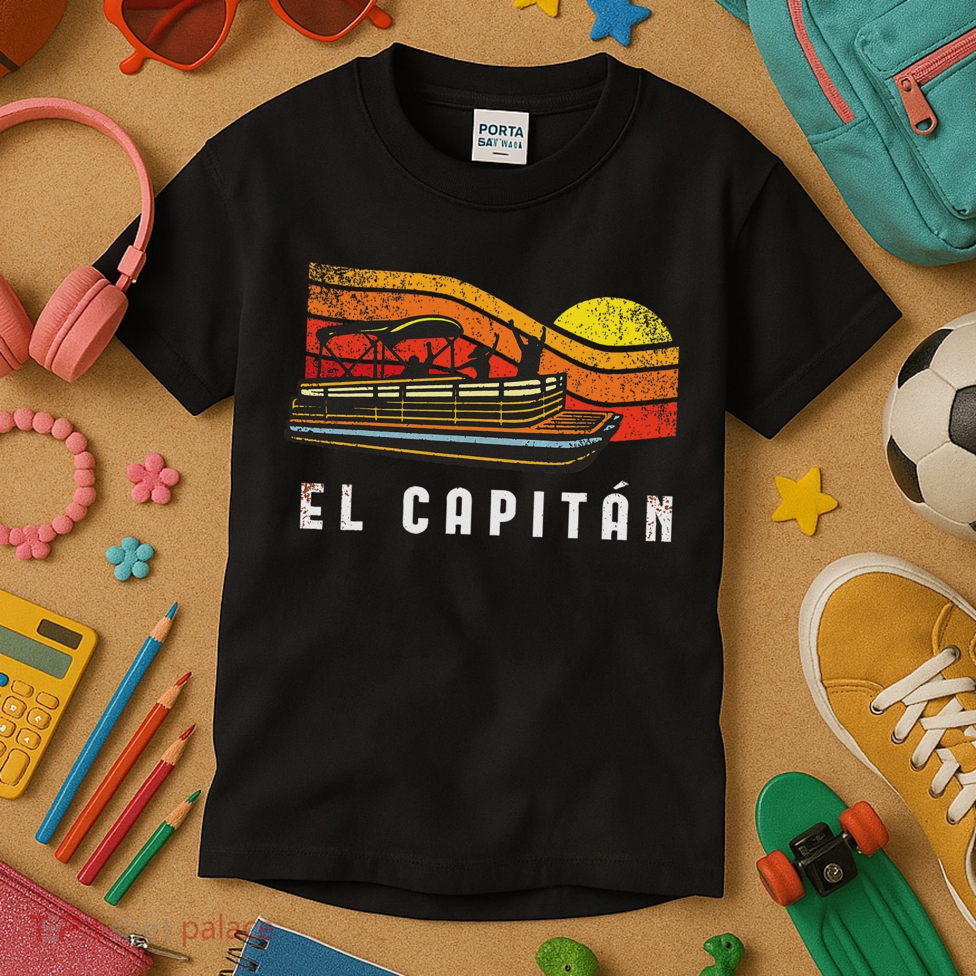 Pontoon Boat Captain El Capitan Kids T-Shirt