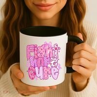 Preppy Breast Cancer Survivor Fight Hope Cure Coffee Mug thumb 3