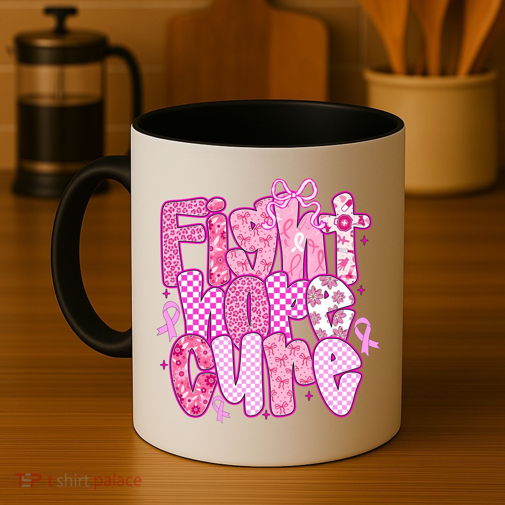 Preppy Breast Cancer Survivor Fight Hope Cure Coffee Mug