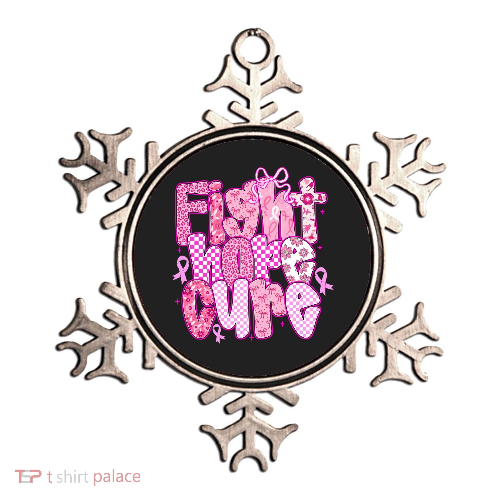 Preppy Breast Cancer Survivor Fight Hope Cure Ornament