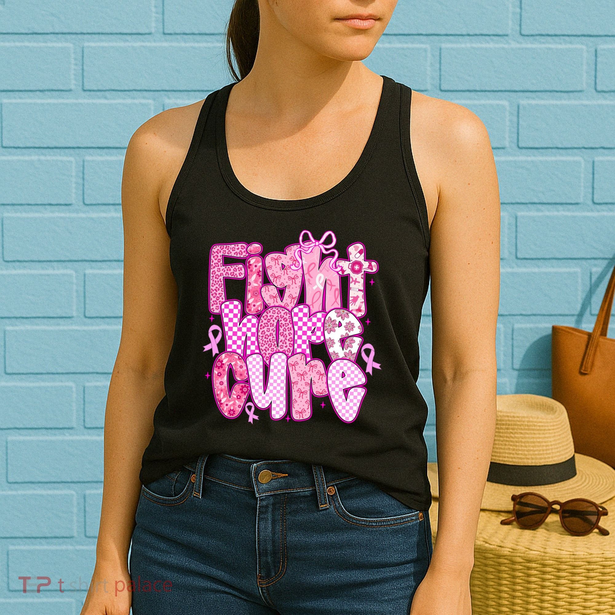 Preppy Breast Cancer Survivor Fight Hope Cure Women's Tank Top