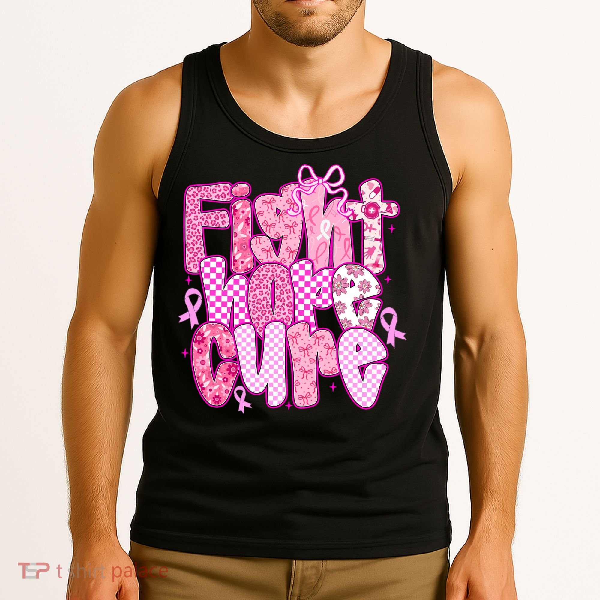 Preppy Breast Cancer Survivor Fight Hope Cure Tank Top