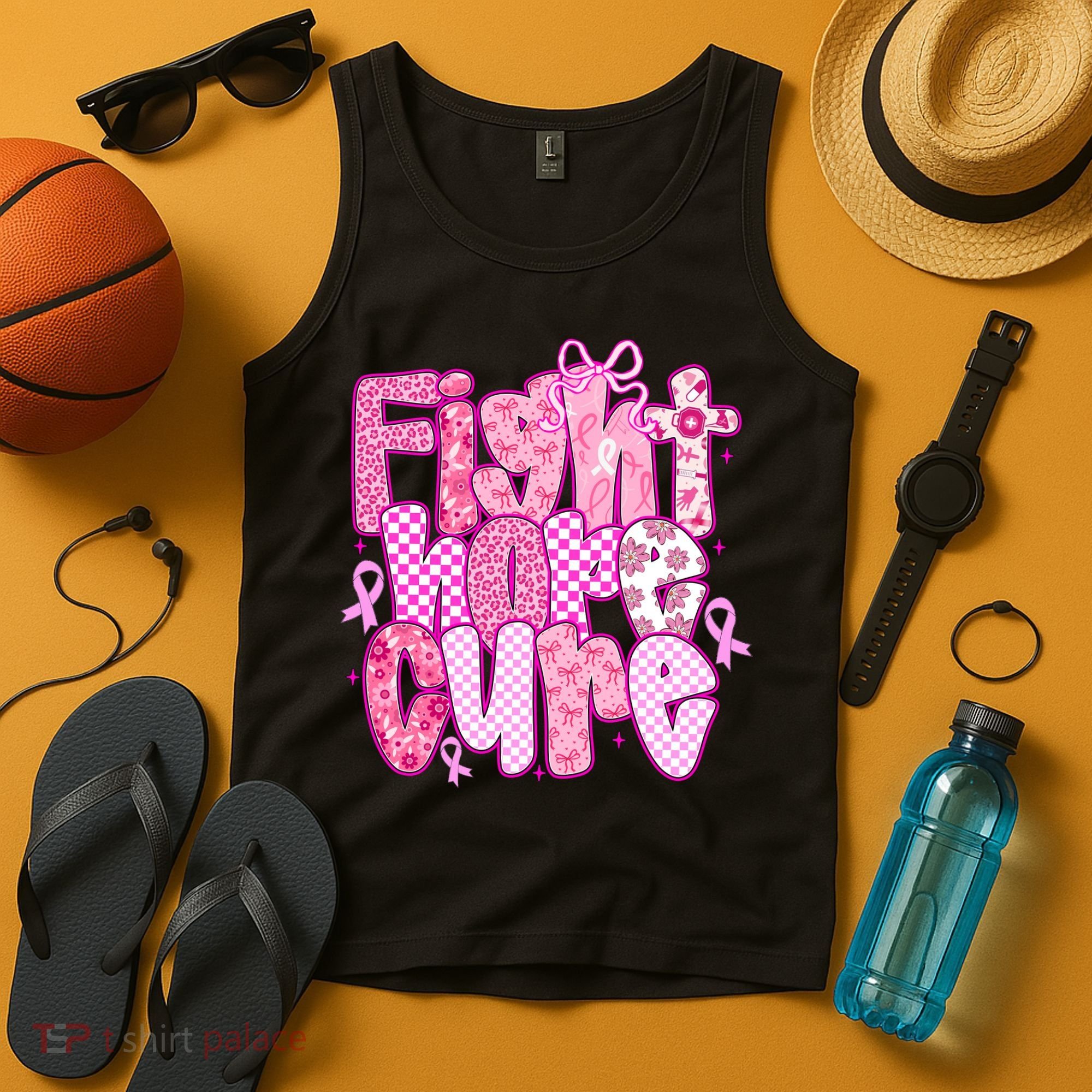 Preppy Breast Cancer Survivor Fight Hope Cure Tank Top