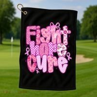 Preppy Breast Cancer Survivor Fight Hope Cure Golf Towel thumb 1