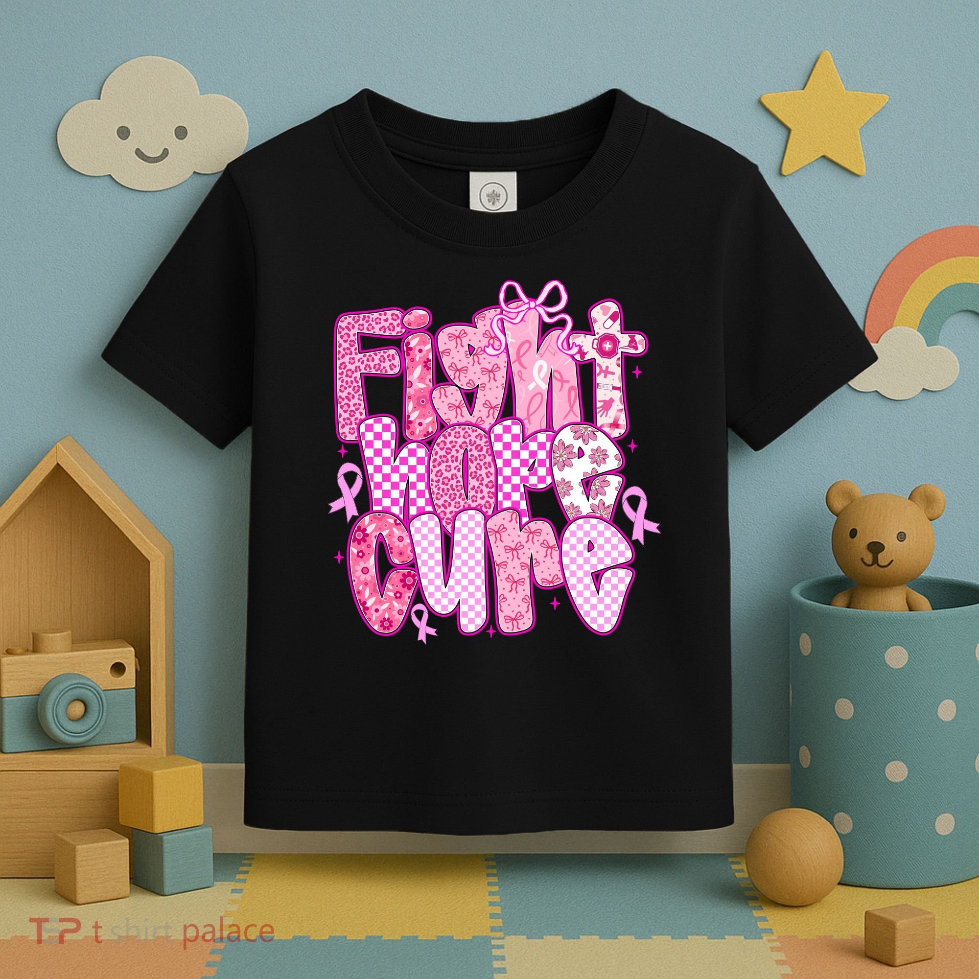 Preppy Breast Cancer Survivor Fight Hope Cure Toddler T-Shirt