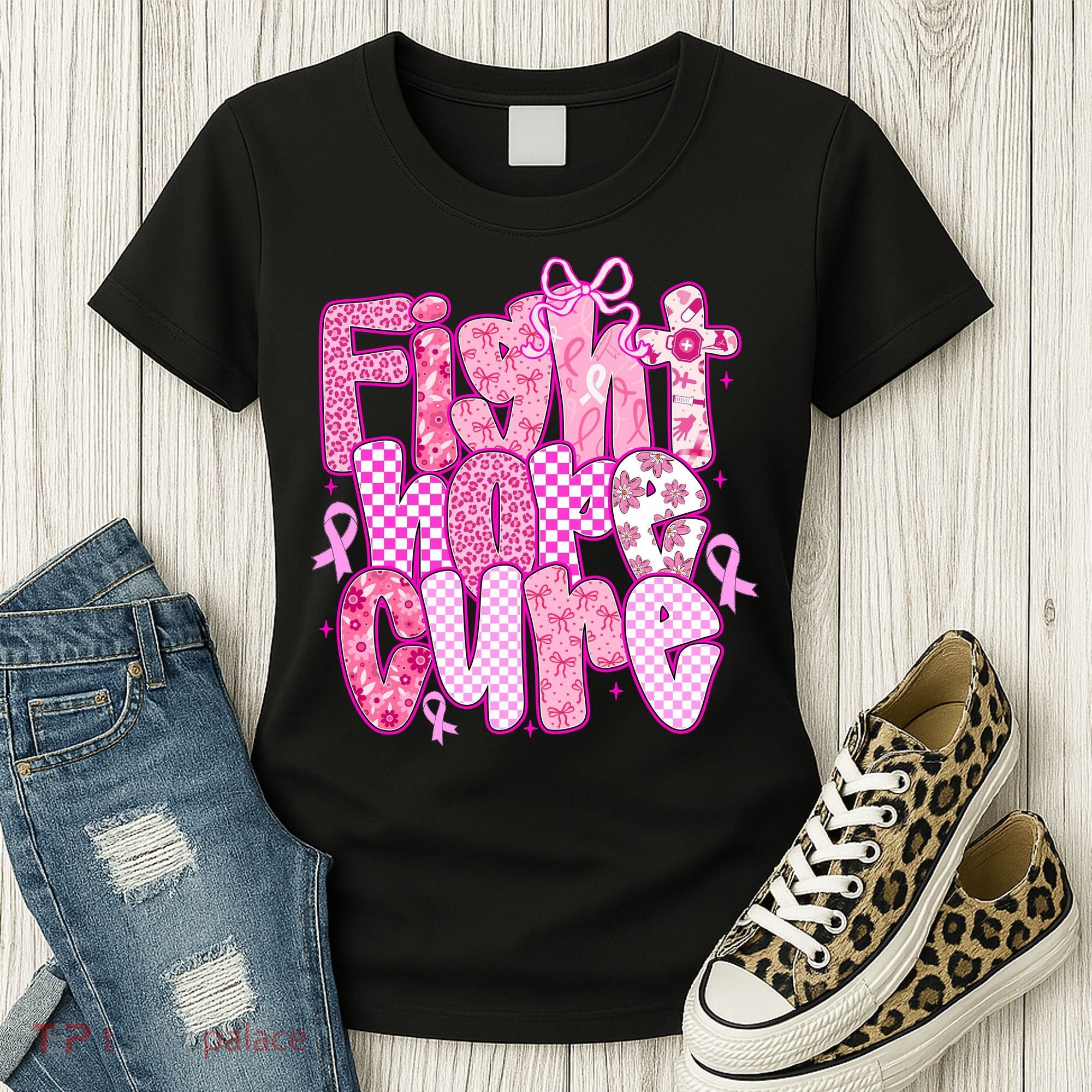 Preppy Breast Cancer Survivor Fight Hope Cure Women's T-Shirt