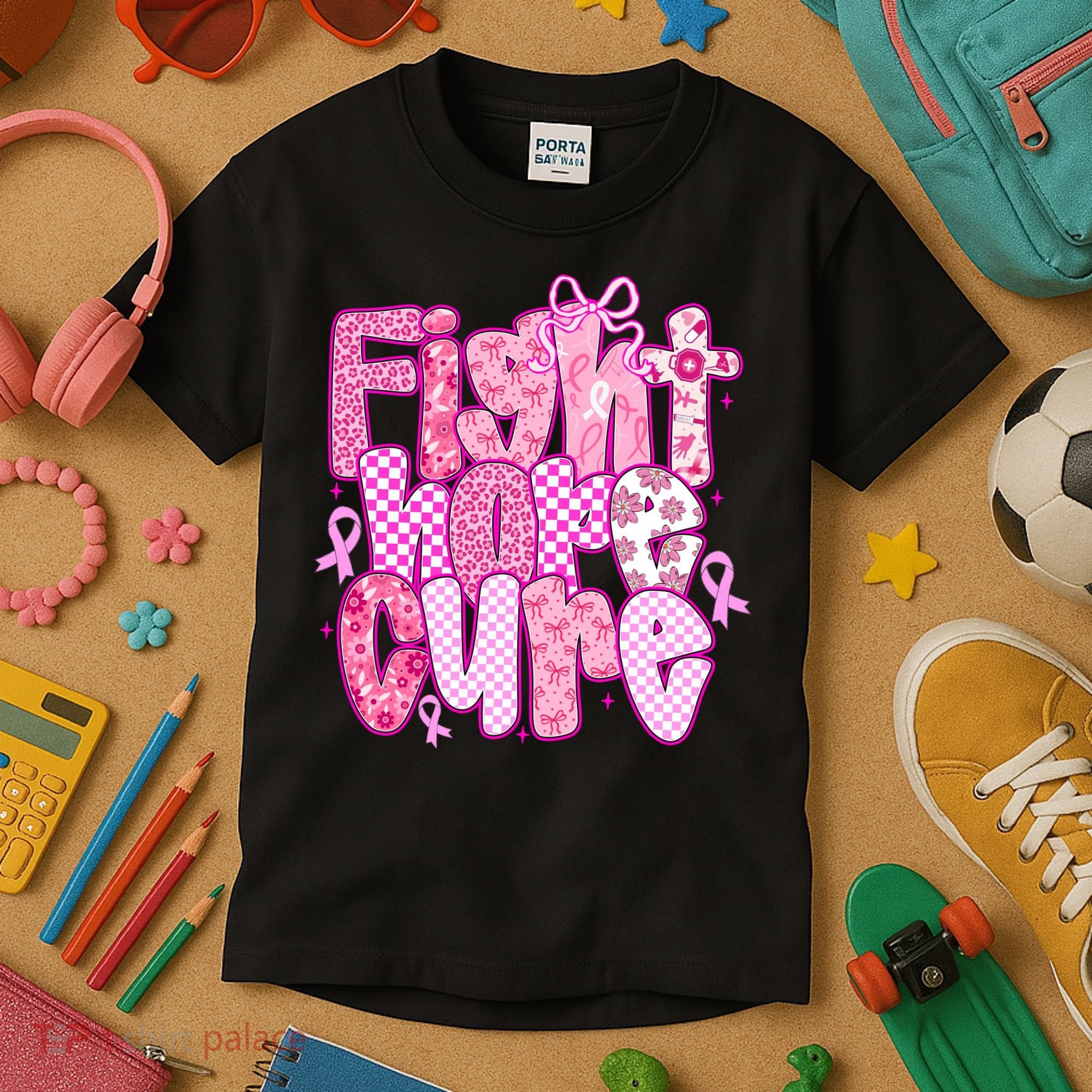Preppy Breast Cancer Survivor Fight Hope Cure Kids T-Shirt